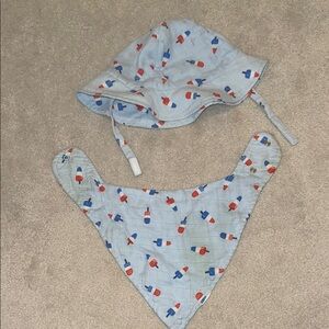 Angel Dear bomb-pop  Print Hat and Bib size 0-12 months